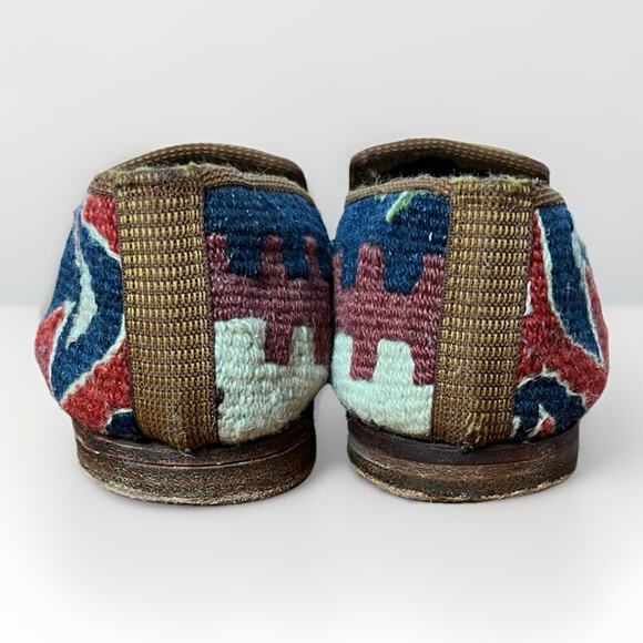 VTG Turkish Kilim Carpet Wool Woven Loafer Flat Shoes Handmade Aztec Unisex *See - Picture 6 of 12